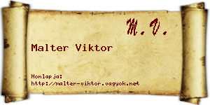 Malter Viktor névjegykártya